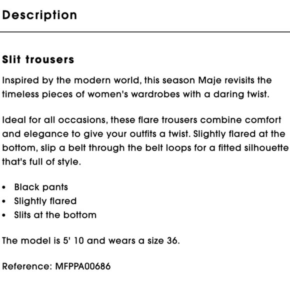 Maje black split hem trousers size 40 - Picture 8 of 10